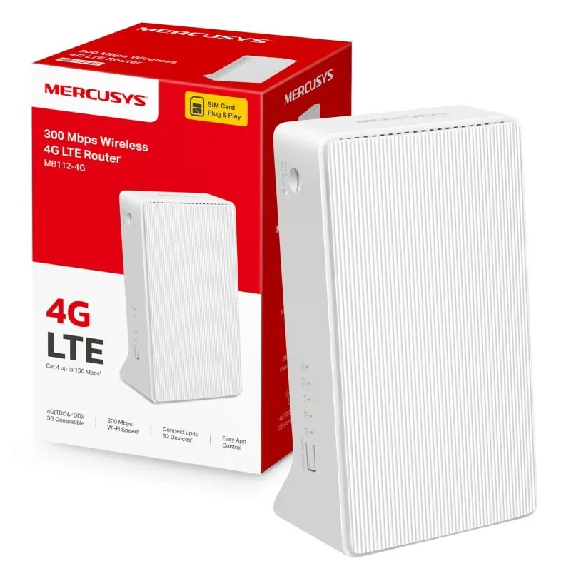 Router Mercusys Mb112-4g N300 Monobanda Wifi 4 4g Lte 10/100Mbps - immagine 1