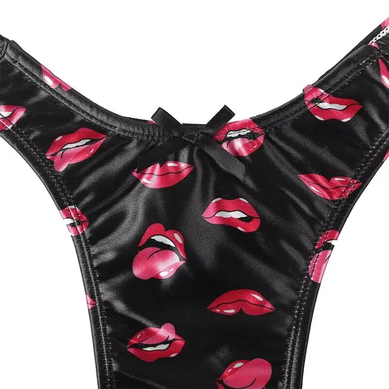 Landofgenie Perizoma Tucking Gaff Mutandine per Crossdresser Nascondere Gaff Panty Modellante Mutandine Intimo Stampato Mutande per Crossdresser Transgender Nero 2XL - immagine 5