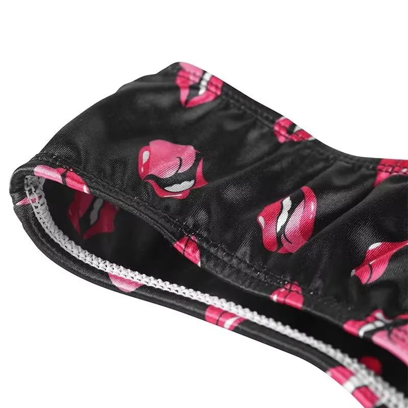 Landofgenie Perizoma Tucking Gaff Mutandine per Crossdresser Nascondere Gaff Panty Modellante Mutandine Intimo Stampato Mutande per Crossdresser Transgender Nero 2XL - immagine 7