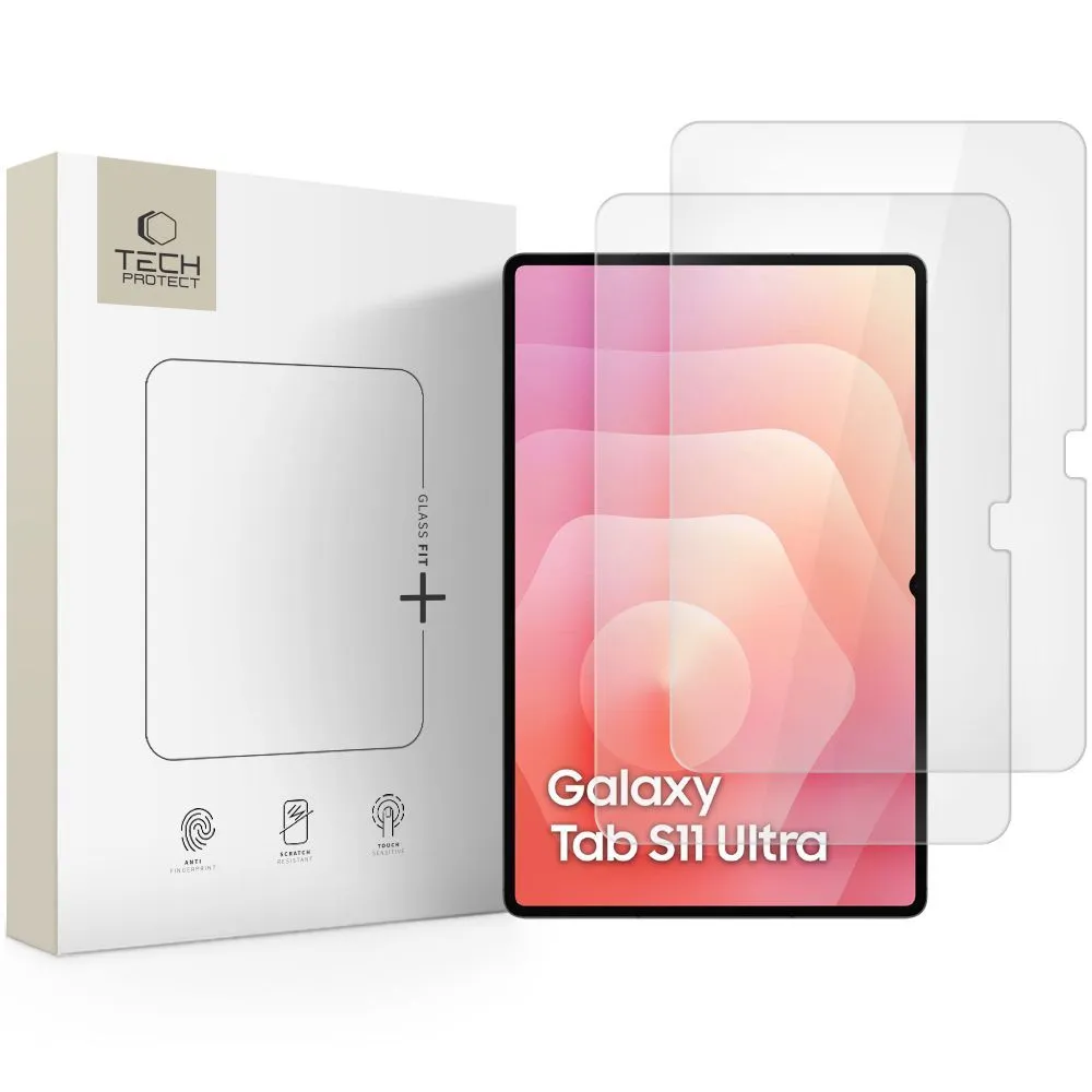 Pellicola Protettiva Schermo Tech-Protect FIT+ per Samsung Galaxy Tab S11 Ultra / Tab S10 Ultra, Vetro Temperato, Full Glue, Set 2 pezzi, 2.5D - immagine 1