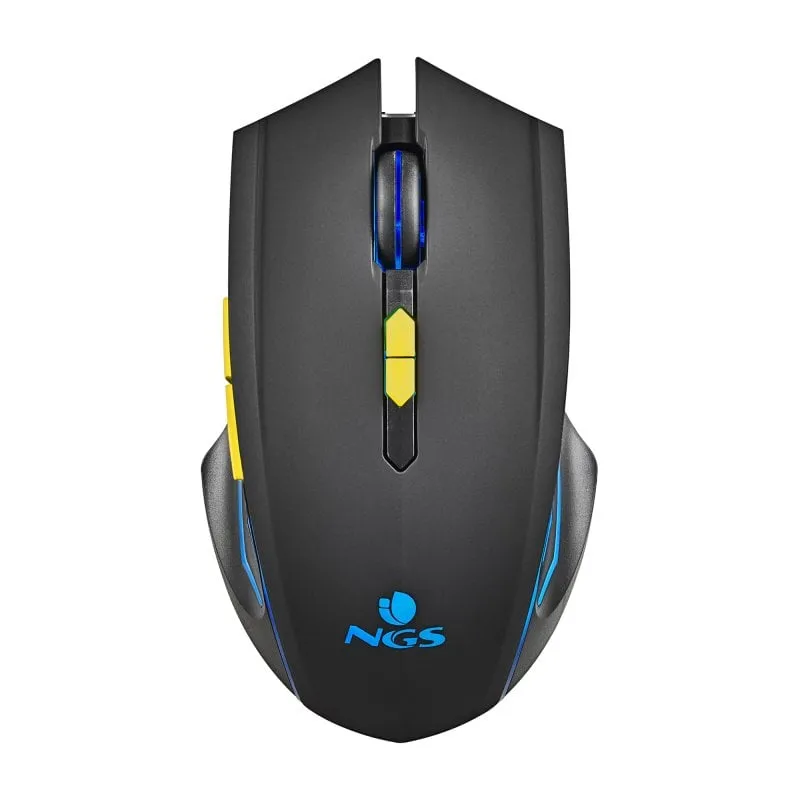 NGS GMX-200 Mouse da gioco wireless ultraleggero a LED arcobaleno 3200 DPI nero - immagine 1