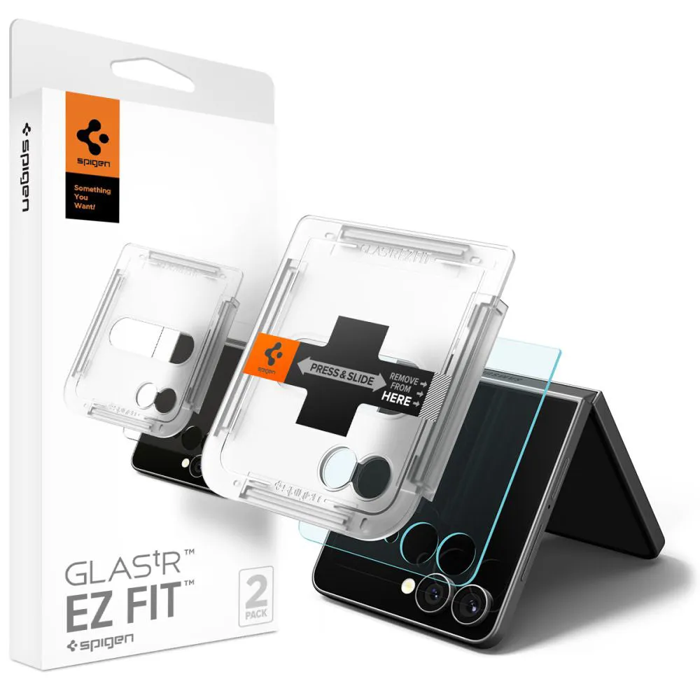 Pellicola protettiva per schermo esterno Spigen GlastR EZ FIT per Samsung Galaxy Z Flip8 F776, vetro temperato, adesivo completo, set da 2 pezzi - immagine 1