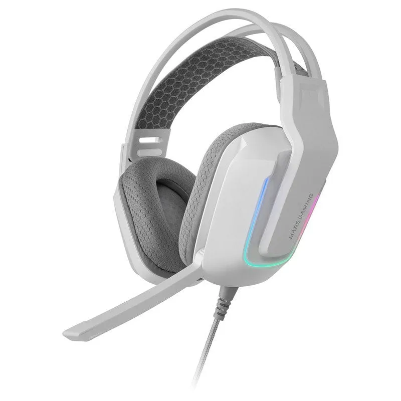 Mars Gaming MH-STRIKE Cuffie ergonomiche FRGB Driver arcobaleno Microfono al neodimio da 50 mm Bianco - immagine 1