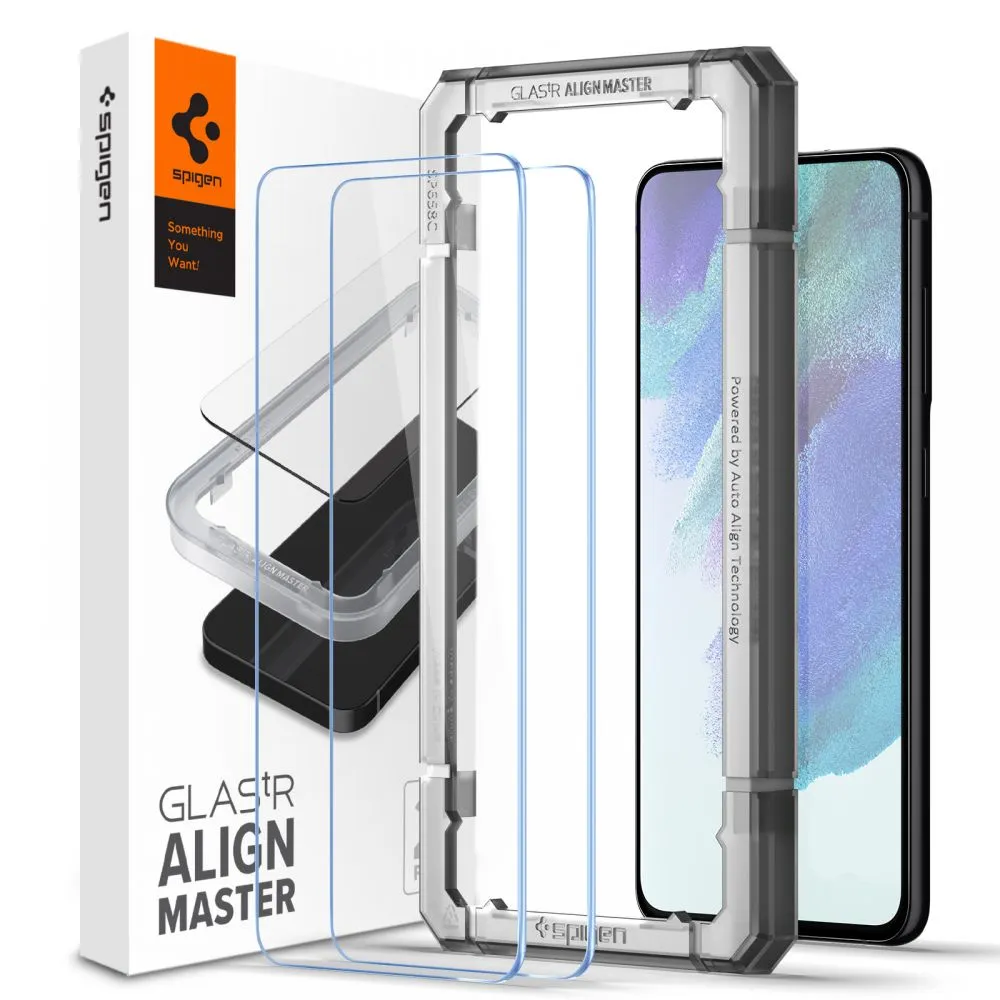 Pellicola Protettiva Schermo Spigen GlastR Align Master per Samsung Galaxy S21 FE 5G G990, Vetro Temperato, Full Glue, Set 2 pezzi AGL03088 - immagine 1