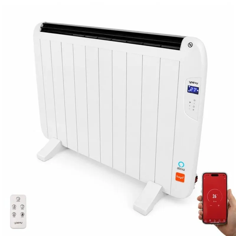 Radiatore Elettrico YOEVU 1500W 10 Elementi Comando Parete o Piede Alexa Google Home - immagine 1