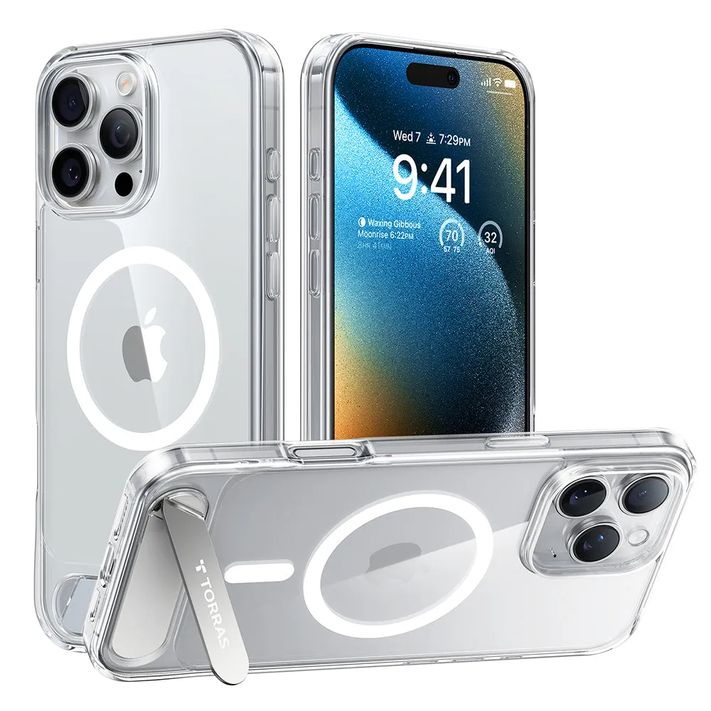 Custodia MagSafe per Apple iPhone 16 Pro Max, Torras, Pstand, Trasparente - immagine 1