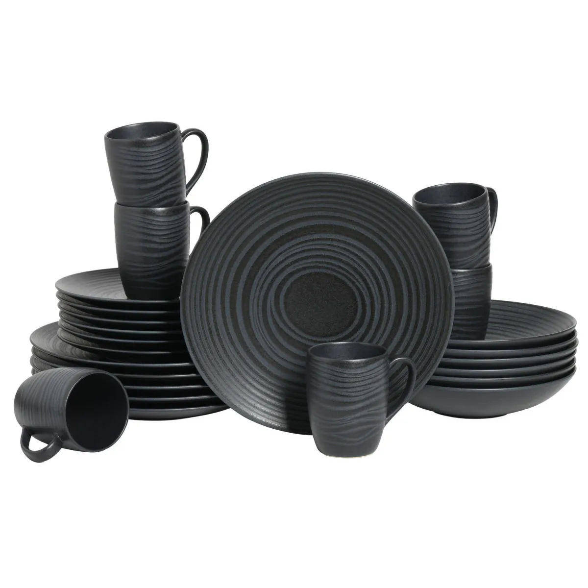 CreaTable Pietra lavica nera - Servizio combinato 24 pezzi; nero - immagine 1