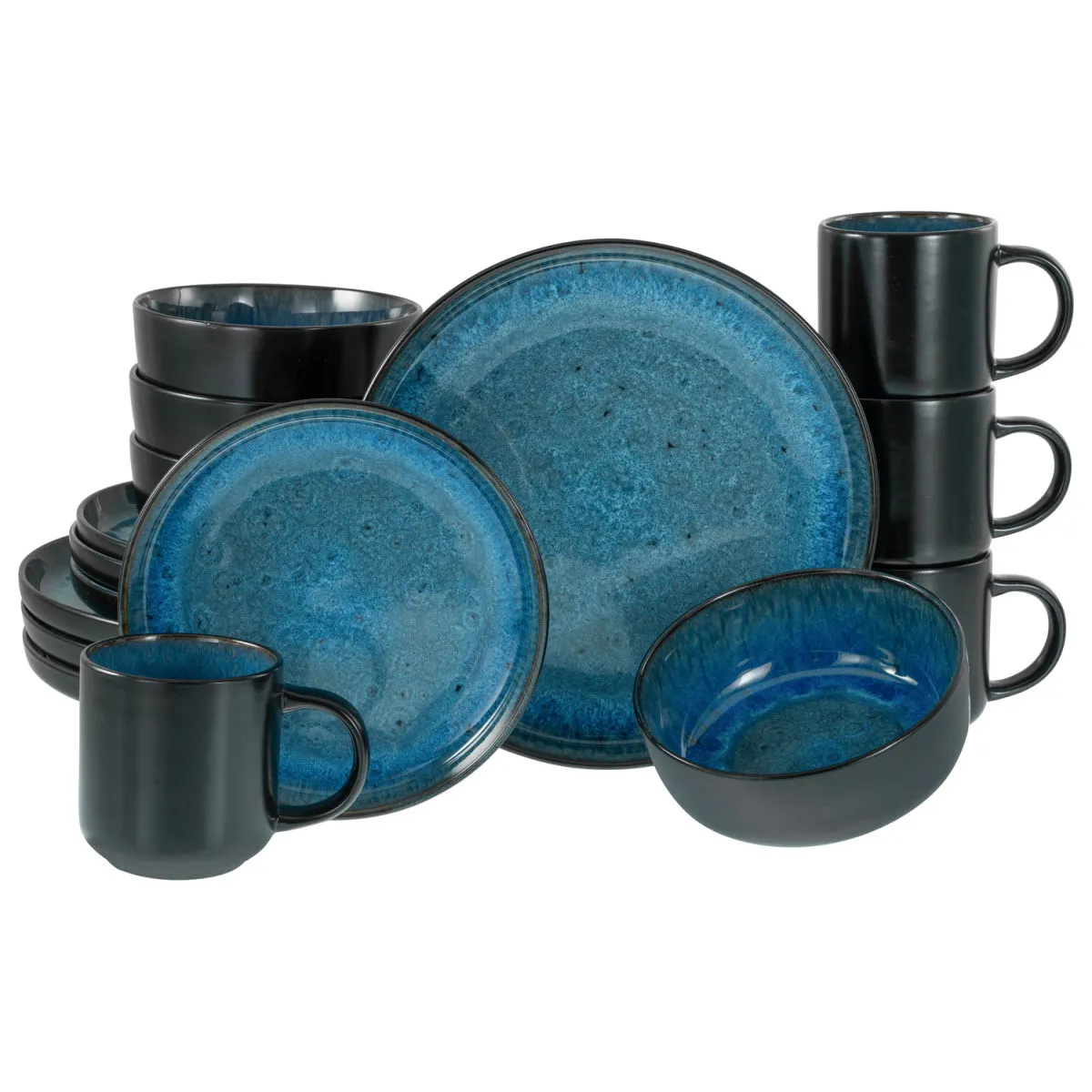 CreaTable Nordic Fjord - Servizio da 16 pezzi per la cena; blu - immagine 1
