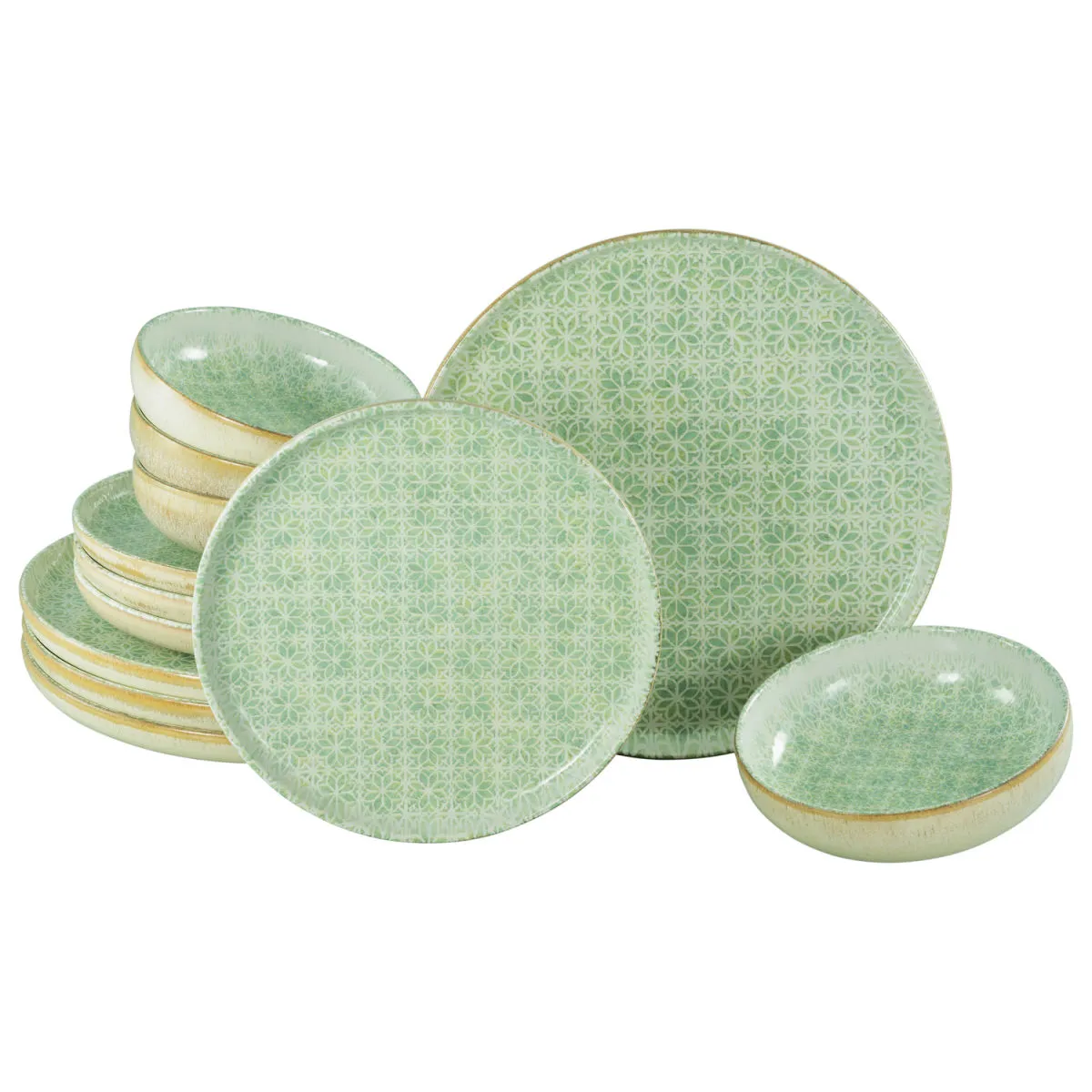 CreaTable Uno Emiliana - Set di piatti 12 pezzi; verde - immagine 1