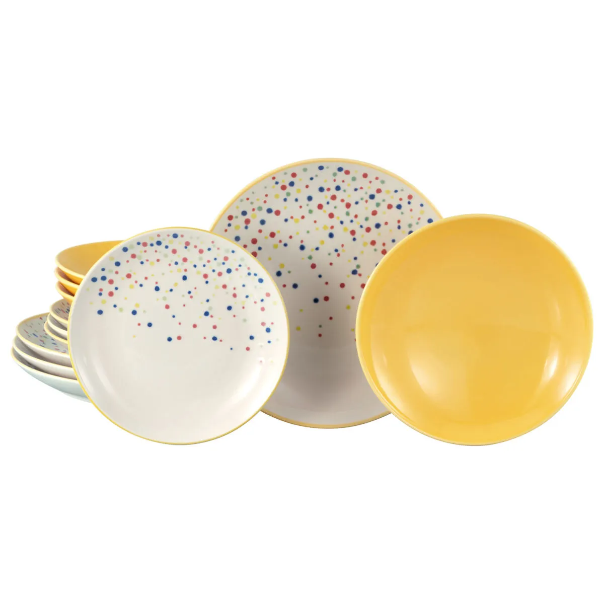 CreaTable Joy Blue - Set di piatti 12 pz; giallo - immagine 1