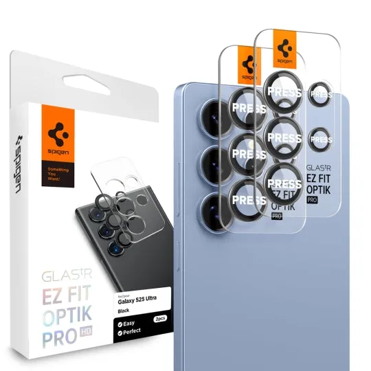 Pellicola Protettiva Posteriore Spigen GlastR EZ FIT Optik Pro HD per Samsung Galaxy S25 Ultra S938, Vetro Temperato, Set 2 pezzi, Nera - immagine 1