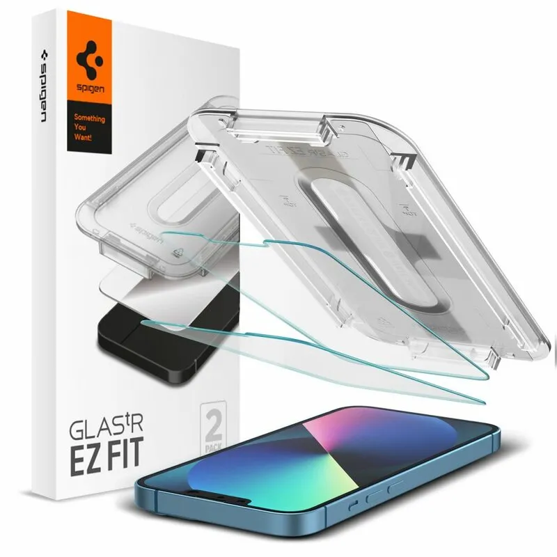 Pellicola Protettiva Schermo Spigen GlastR EZ FIT per Apple iPhone 17e / 16e / 14 / 13 Pro, Vetro Temperato, Full Glue, Set 2 pezzi AGL03385 - immagine 1