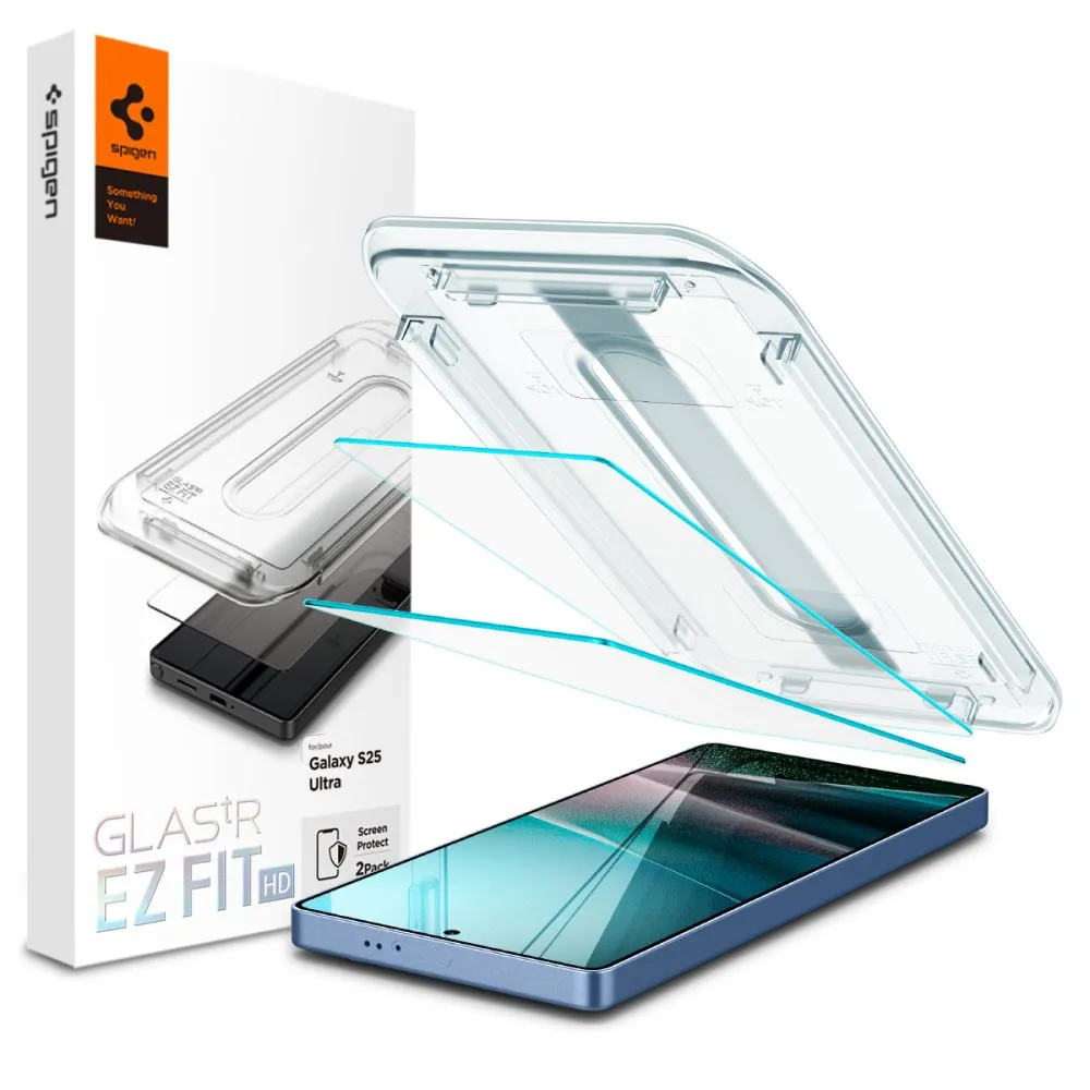 Pellicola protettiva Schermo Spigen GlastR EZ FIT HD per Samsung Galaxy S25 Ultra S938, Vetro Temperato, Full Glue, Set 2 pezzi AGL09082 - immagine 1
