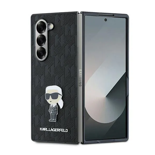 Custodia per Samsung Galaxy Z Fold6 F956, Karl Lagerfeld, Saffiano Monogram Ikonik, Nera - immagine 1