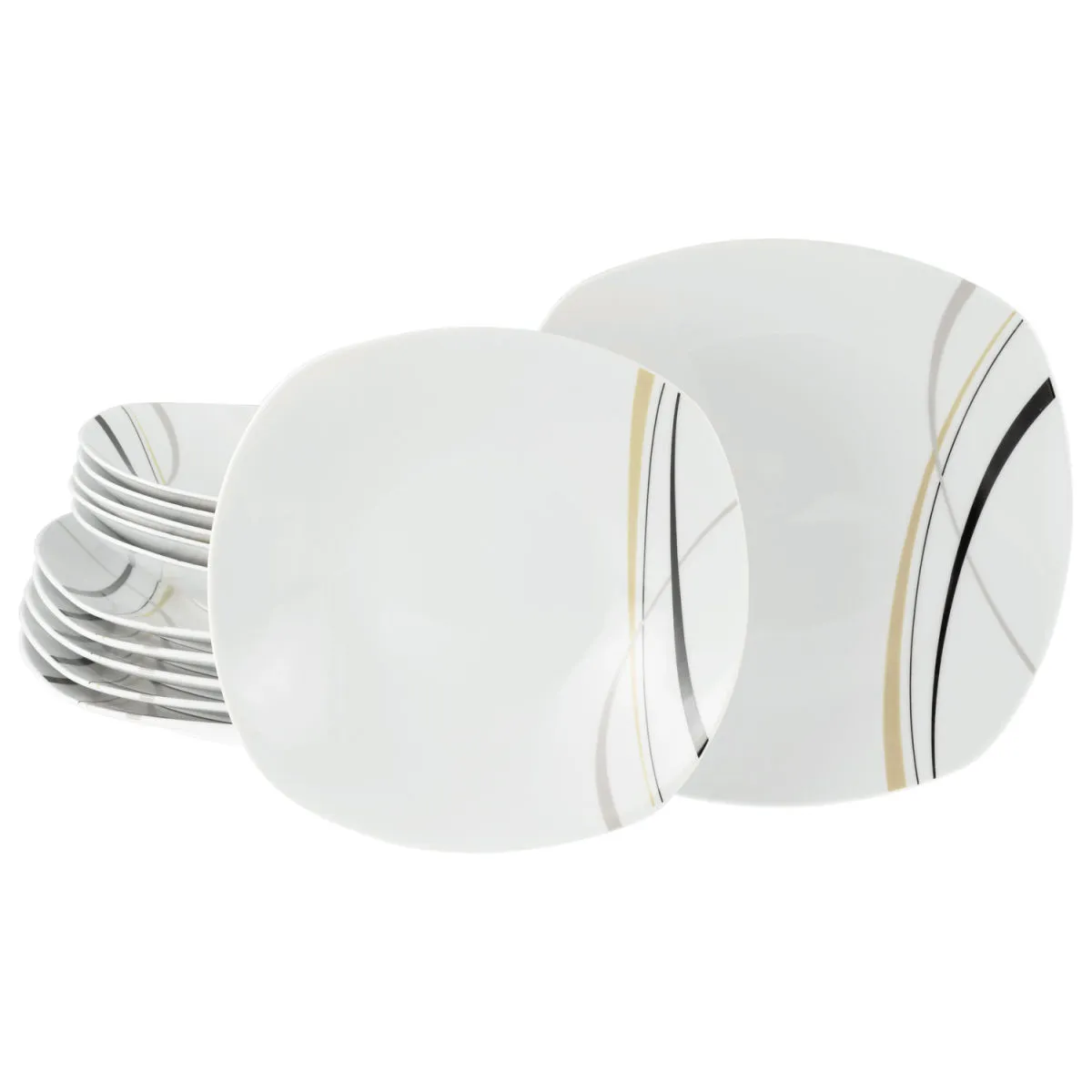 CreaTable Square City Line - servizio da tavola 12 pezzi; bianco - immagine 1