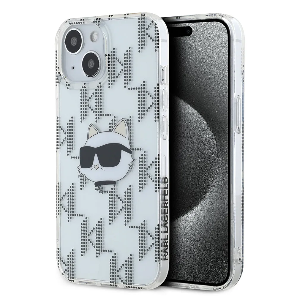 Custodia per Apple iPhone 15, Karl Lagerfeld, IML Electroplated Choupette Head, Trasparente - immagine 1