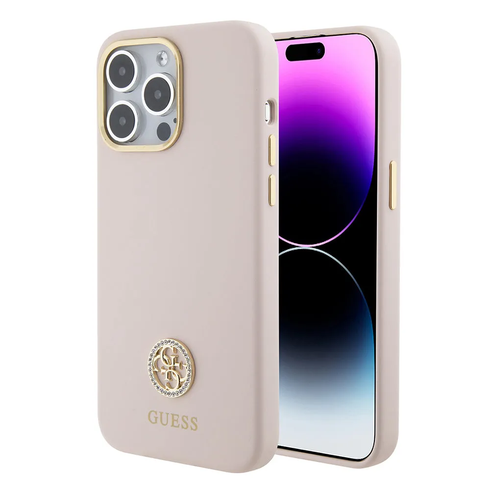 Custodia per Apple iPhone 15 Pro Max, Guess, 4G Strass Metal Logo, Rosa - immagine 1