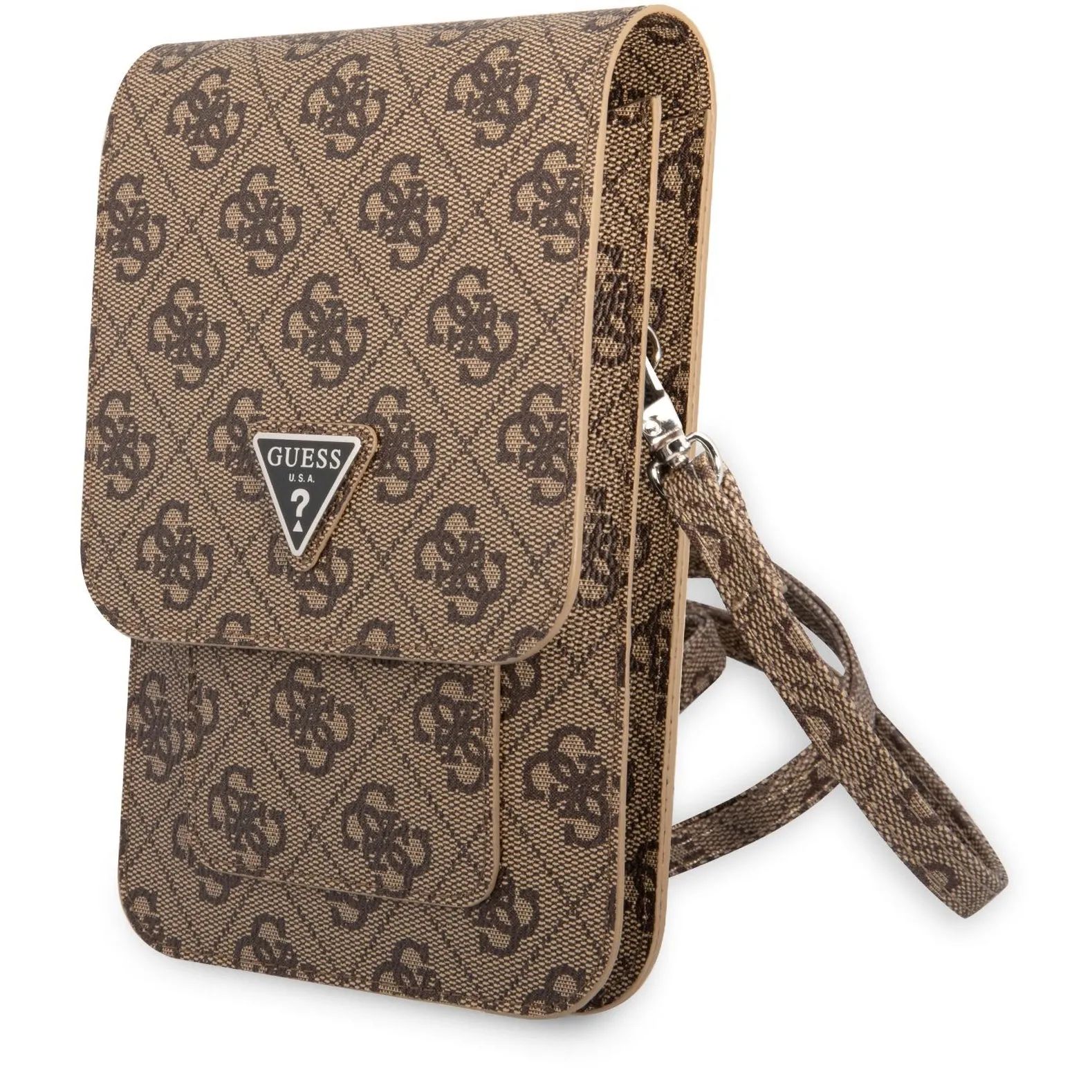 Borsa Universale per Telefono, Guess, 4G Triangle Logo, Marrone - immagine 1