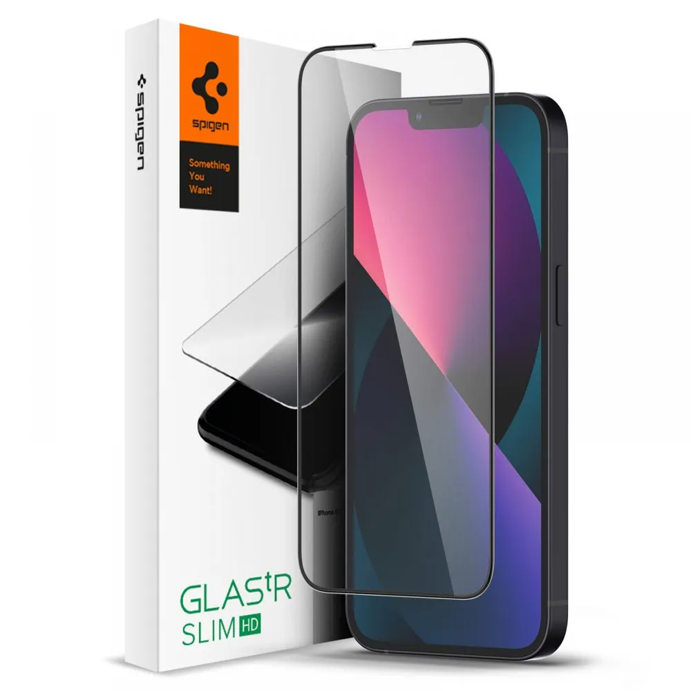 Pellicola Protettiva Schermo Spigen GlastR Slim per Apple iPhone 17e / 16e / 14 / 13 Pro, Vetro Temperato, Full Glue, Nera AGL03392 - immagine 1