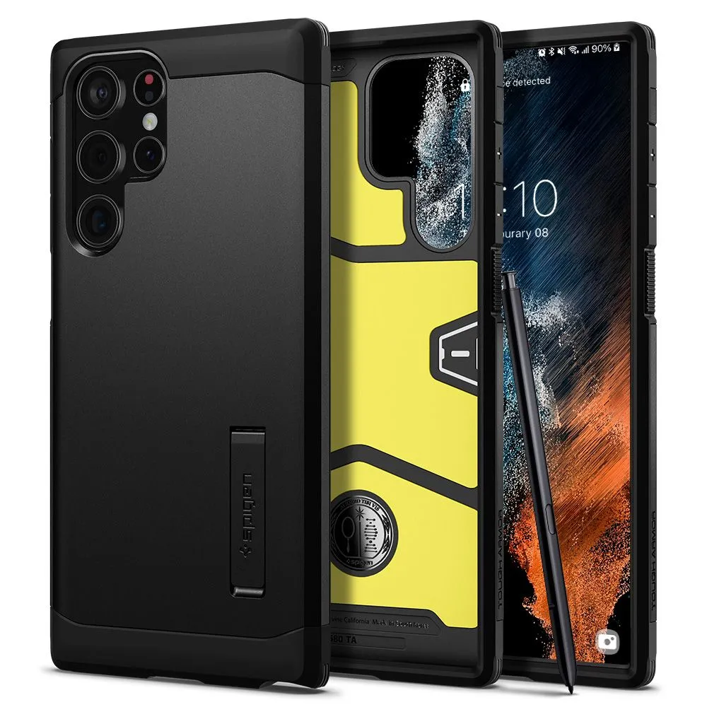 Custodia per Samsung Galaxy S22 Ultra 5G S908, Spigen, Tough Armor, Nera ACS03923 - immagine 1