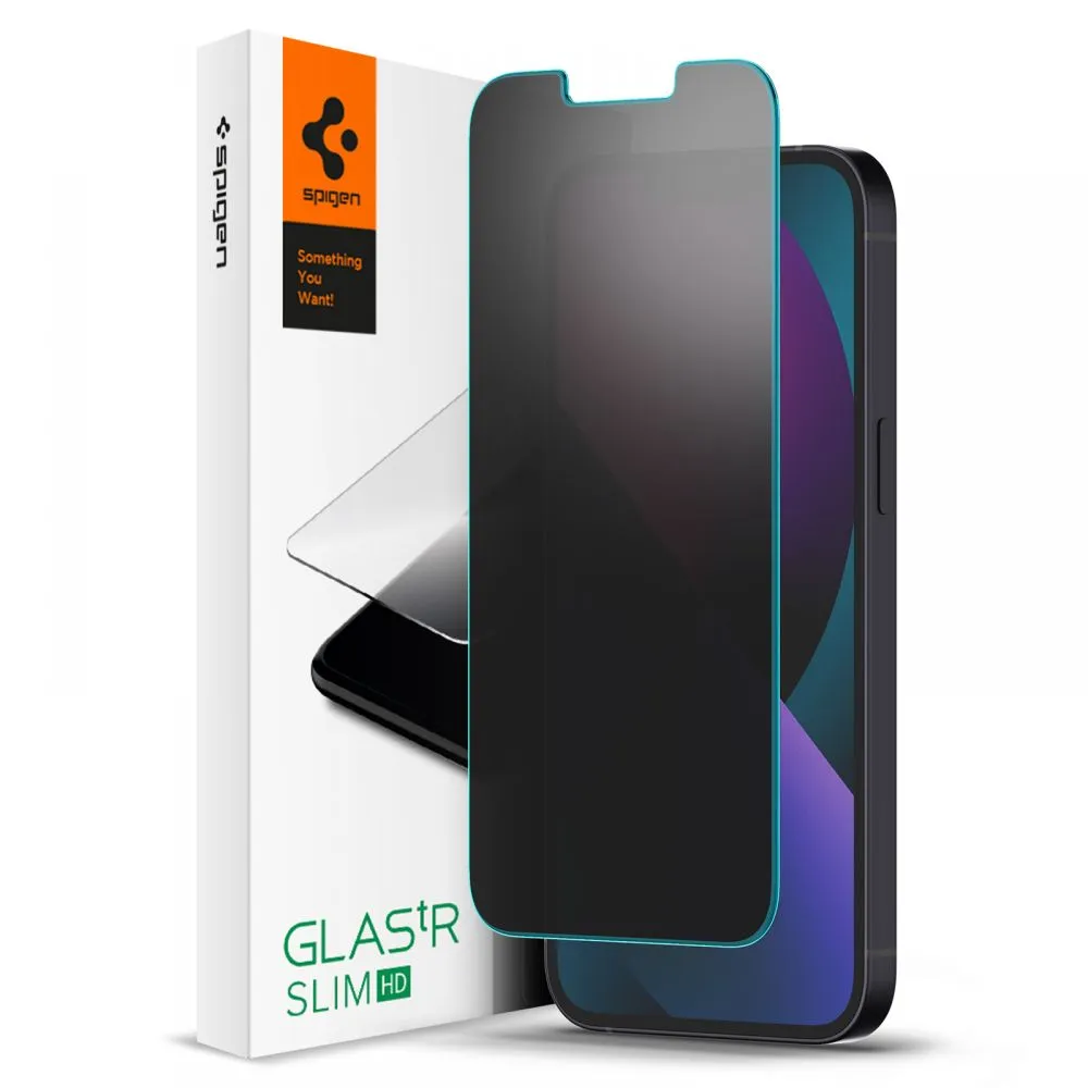 Pellicola Protettiva Schermo Privacy Spigen GlastR Slim per Apple iPhone 17e / 16e / 14 / 13 Pro, Vetro Temperato, Full Glue AGL03393 - immagine 1
