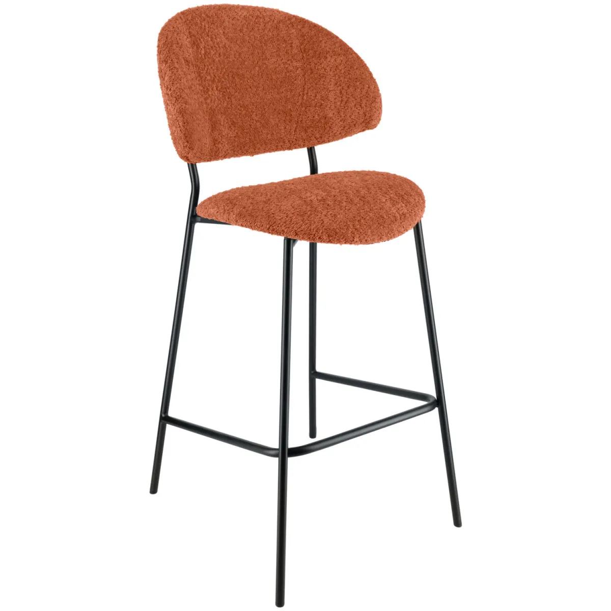 VEGA Sgabello bar Lindo Bouclé; 50.5x54.5x110 cm (LxPxH); seduta terracotta, struttura nero - immagine 1