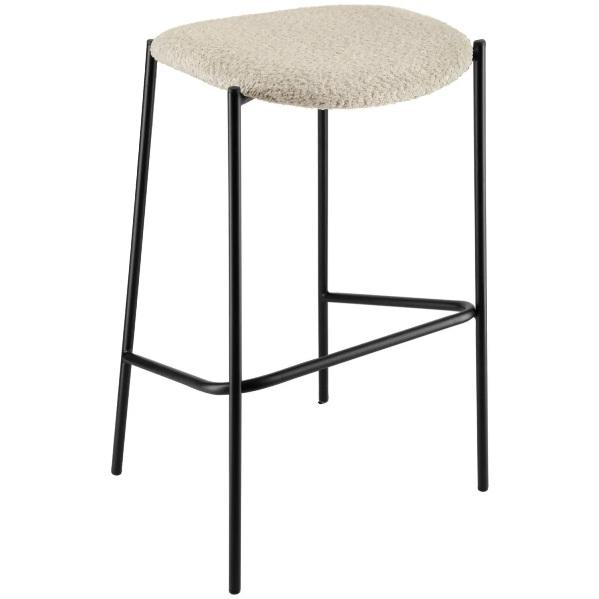 VEGA Sgabello senza schienale Lindo Bouclé; 53x43.5x81 cm (LxPxH); seduta beige, struttura nero - immagine 1