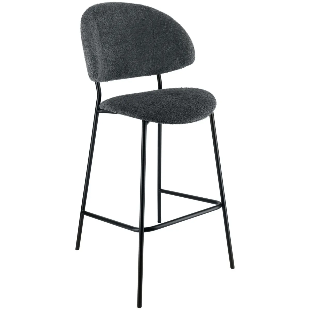 VEGA Sgabello bar Lindo Bouclé; 50.5x54.5x110 cm (LxPxH); seduta nero, struttura nero - immagine 1