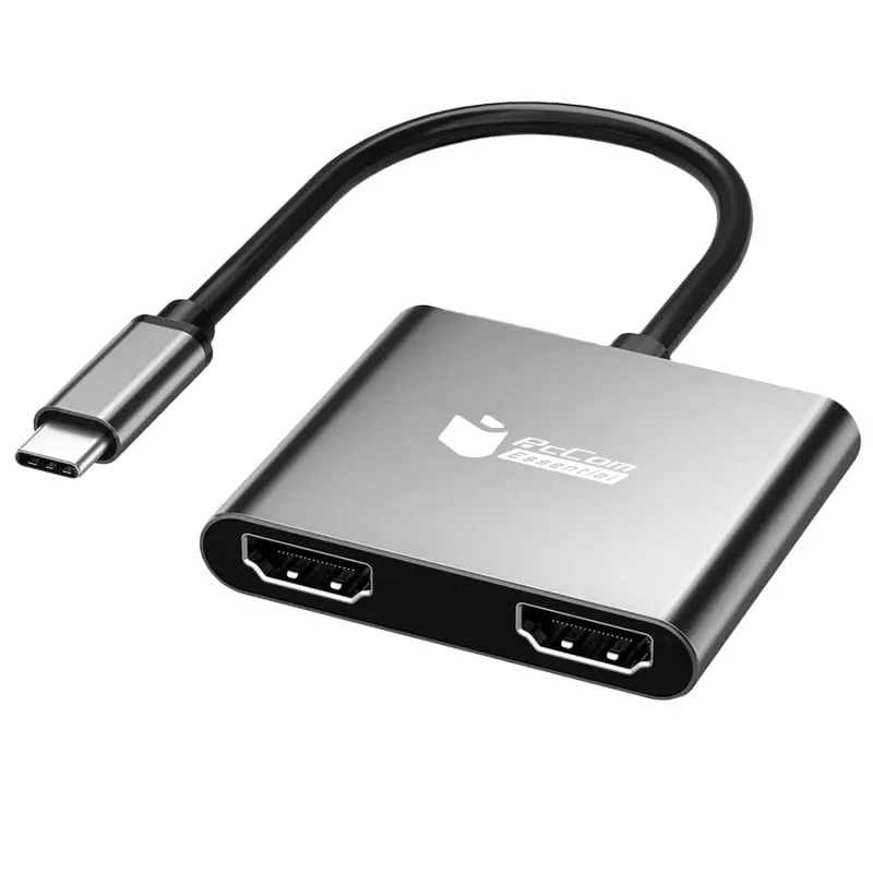 Adattatore HUB USB-C PcCom Essential per 2 HDMI, 1 USB-3.0, 1 USB-C - immagine 1