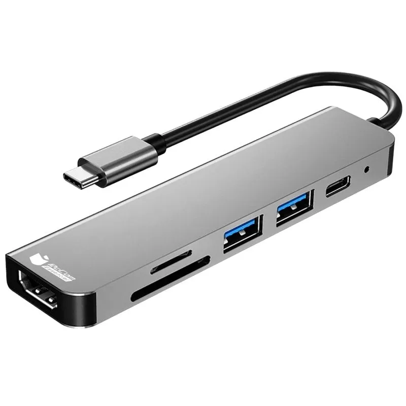 Adattatore HUB PcCom Essential da USB-C a HDMI 4K/USB-C 87W/USB 3.0/SD/microSD - immagine 1