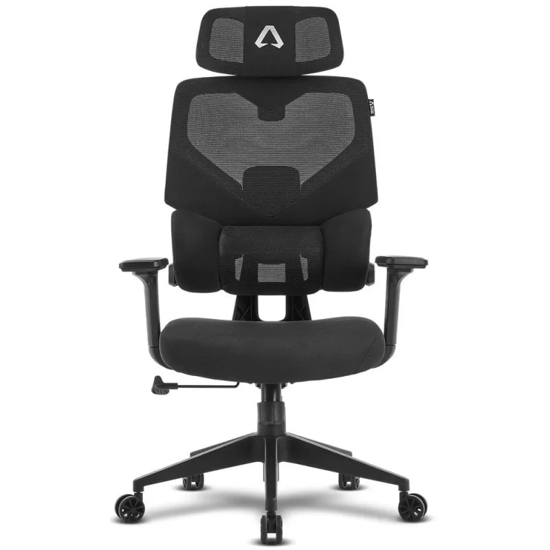 Sedia ergonomica Alpha Gamer Iris in rete con supporto cervicale e lombare regolabile, nera - immagine 1