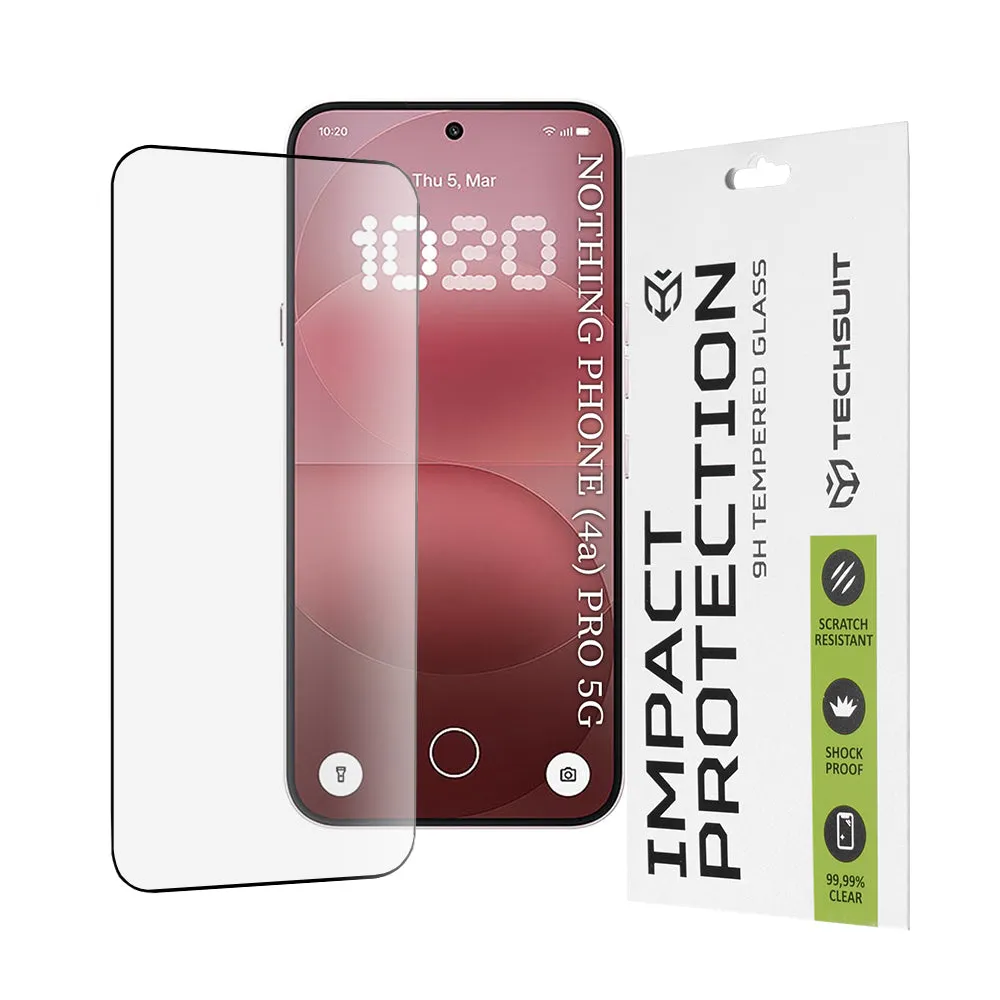 Pellicola protettiva schermo Techsuit per Nothing Phone (4a) Pro, Vetro Temperato, Full Glue, 111D, Nera - immagine 1