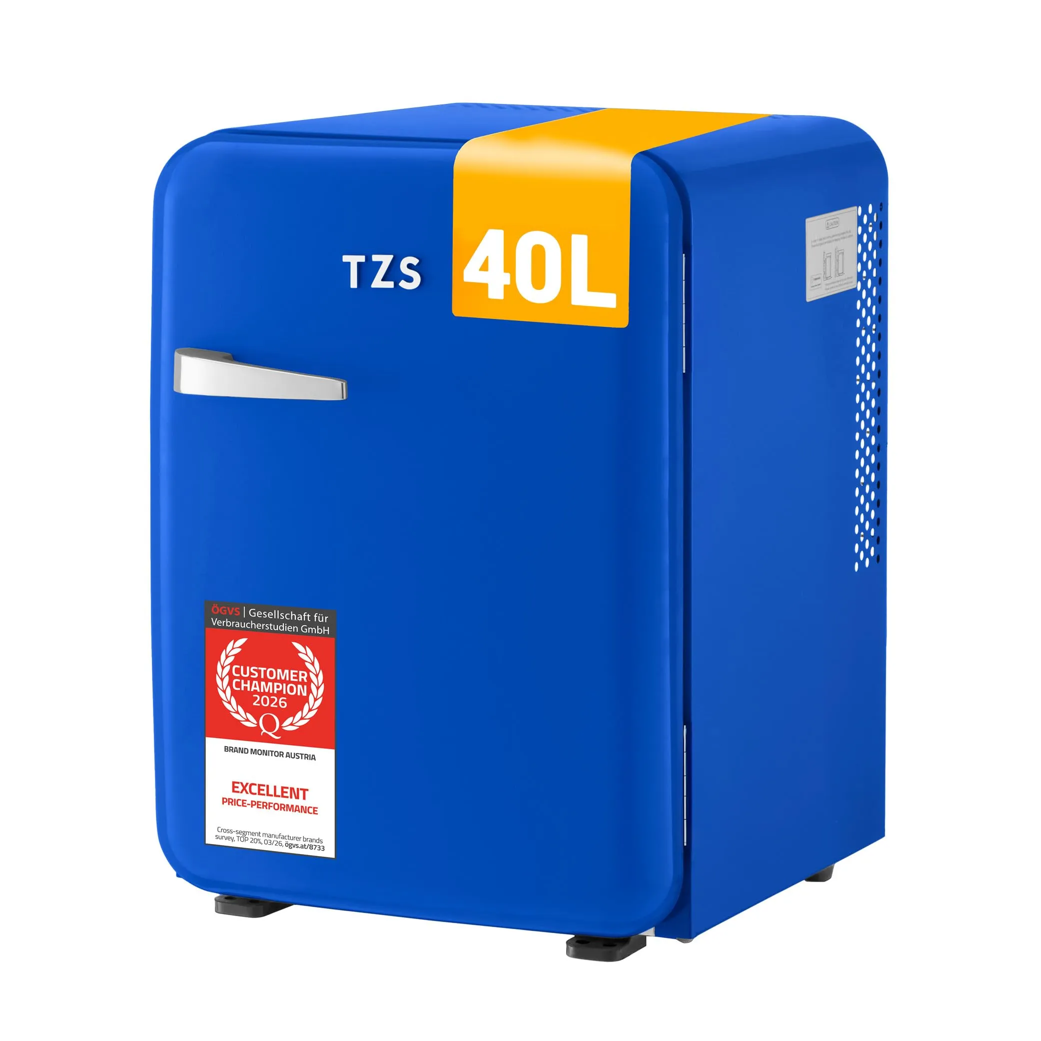 TZS First Austria - Mini Frigo Retro 40L - Silenzioso 22dB - Senza Compressore per Camera e Ufficio - Blu scuro - Frigorifero per Bevande - Design Vintage - immagine 1