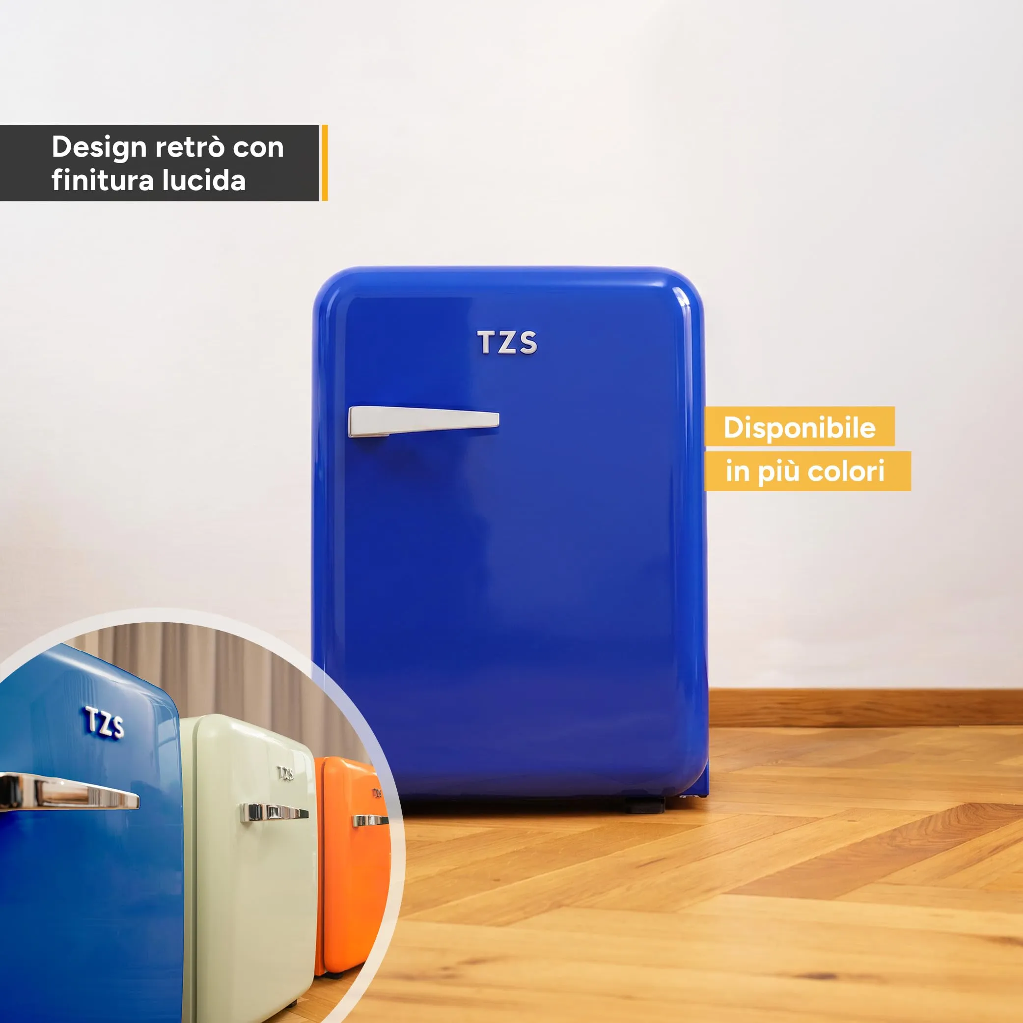 TZS First Austria - Mini Frigo Retro 40L - Silenzioso 22dB - Senza Compressore per Camera e Ufficio - Blu scuro - Frigorifero per Bevande - Design Vintage - immagine 6