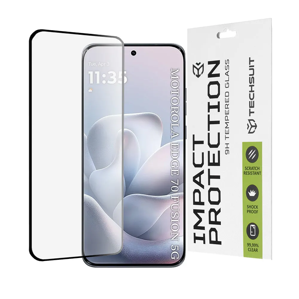 Pellicola protettiva schermo Techsuit per Motorola Edge 70 Fusion, Vetro Temperato, Full Glue, 111D, Nera - immagine 1