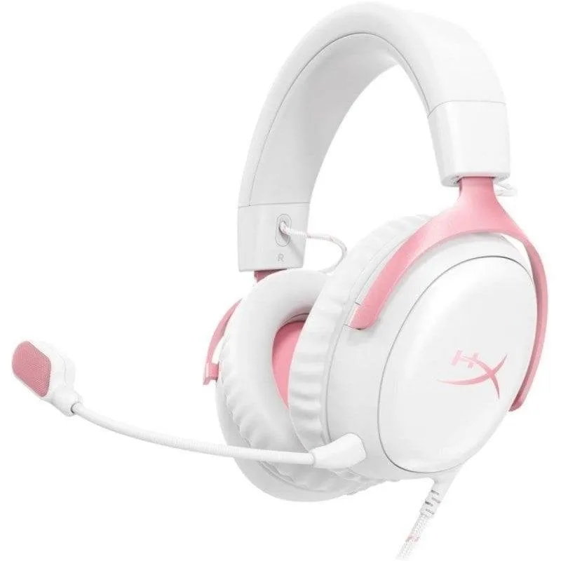 Auricolari HyperX Cloud III cablati USB-C Gaming con Cancellazione Rumore Bianco/Rosa - immagine 1