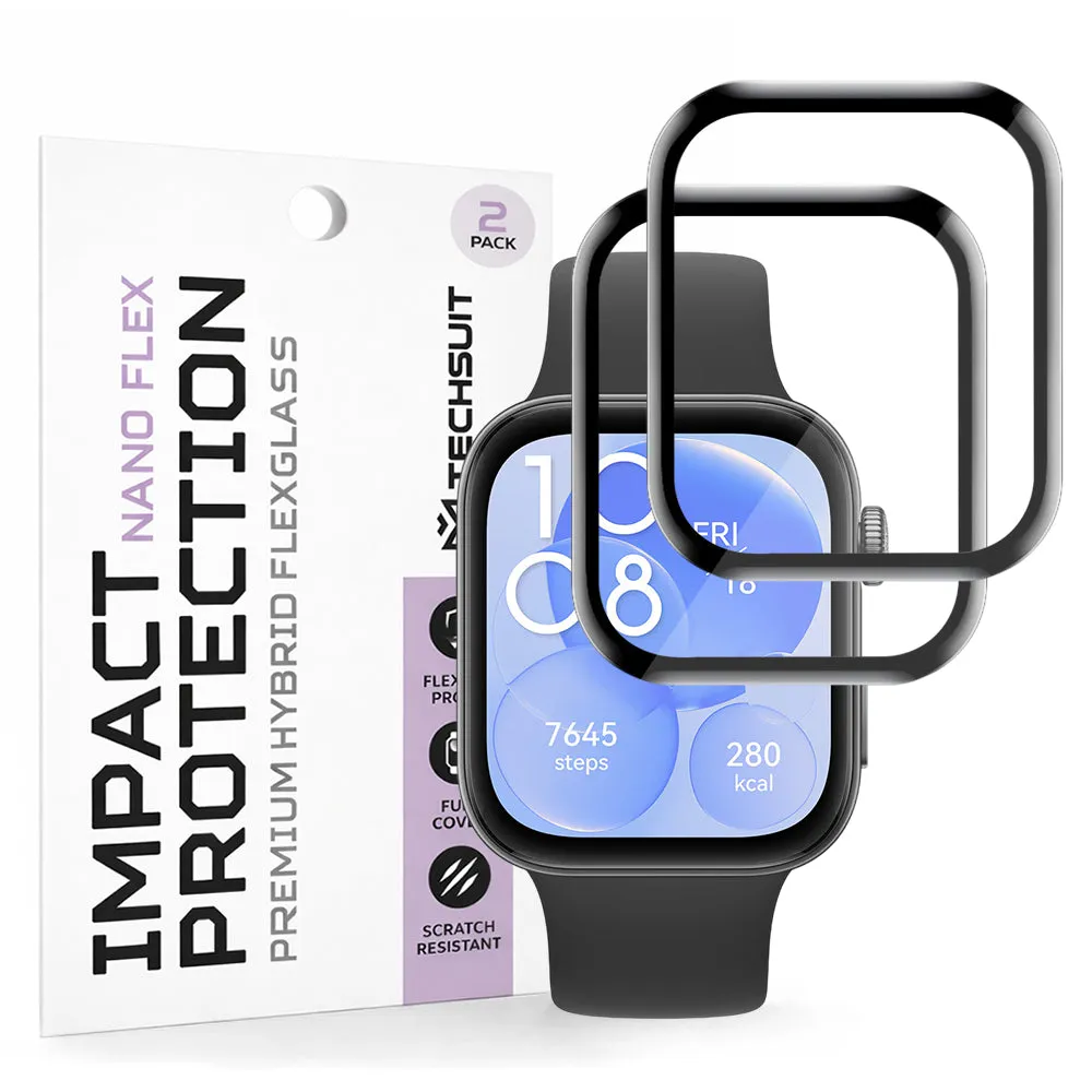 Pellicola Protettiva Techsuit Nano Flex per Huawei Watch Fit 3, Set 2 pezzi, Plastica, Nera - immagine 1