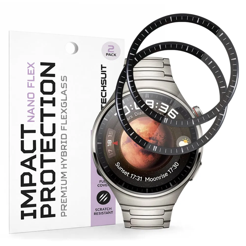 Pellicola Protettiva Techsuit Nano Flex per Huawei Watch 4 Pro, Set 2 pezzi, Plastica, Nera - immagine 1