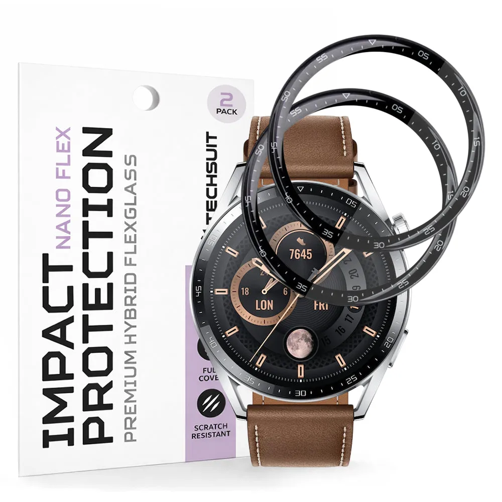 Pellicola Protettiva Techsuit Nano Flex per Huawei Watch GT 3 46mm, Set 2 pezzi, Plastica, Nera - immagine 1