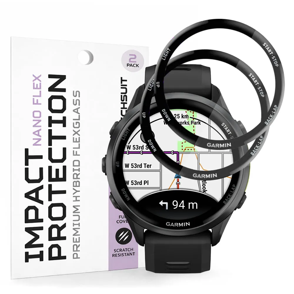 Pellicola Protettiva Techsuit Nano Flex per Garmin Forerunner 570 47mm / 970, Set 2 pezzi, Plastica, Nera - immagine 1