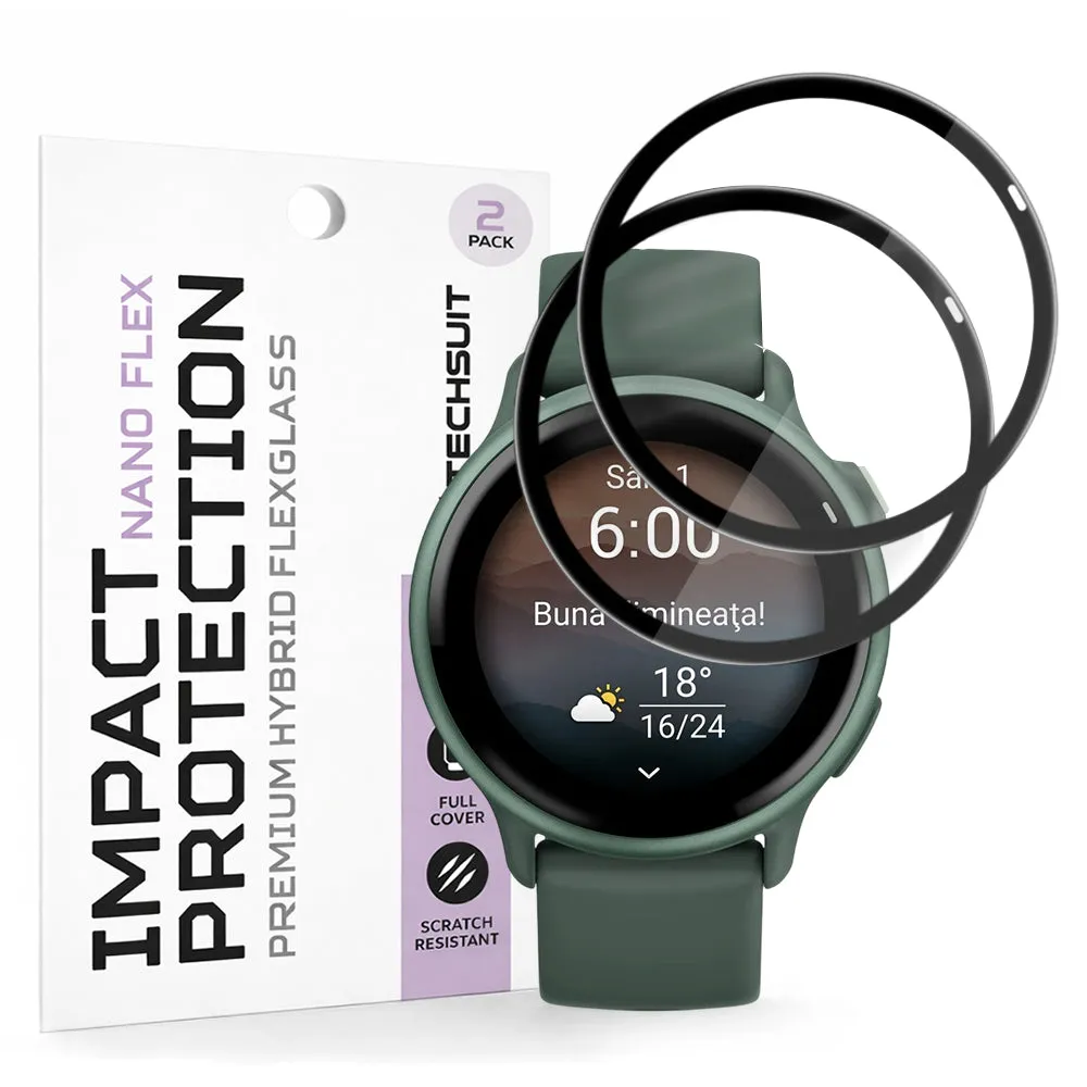 Pellicola Protettiva Techsuit Nano Flex per Garmin vivoactive 6, Set 2 pezzi, Plastica, Nera - immagine 1