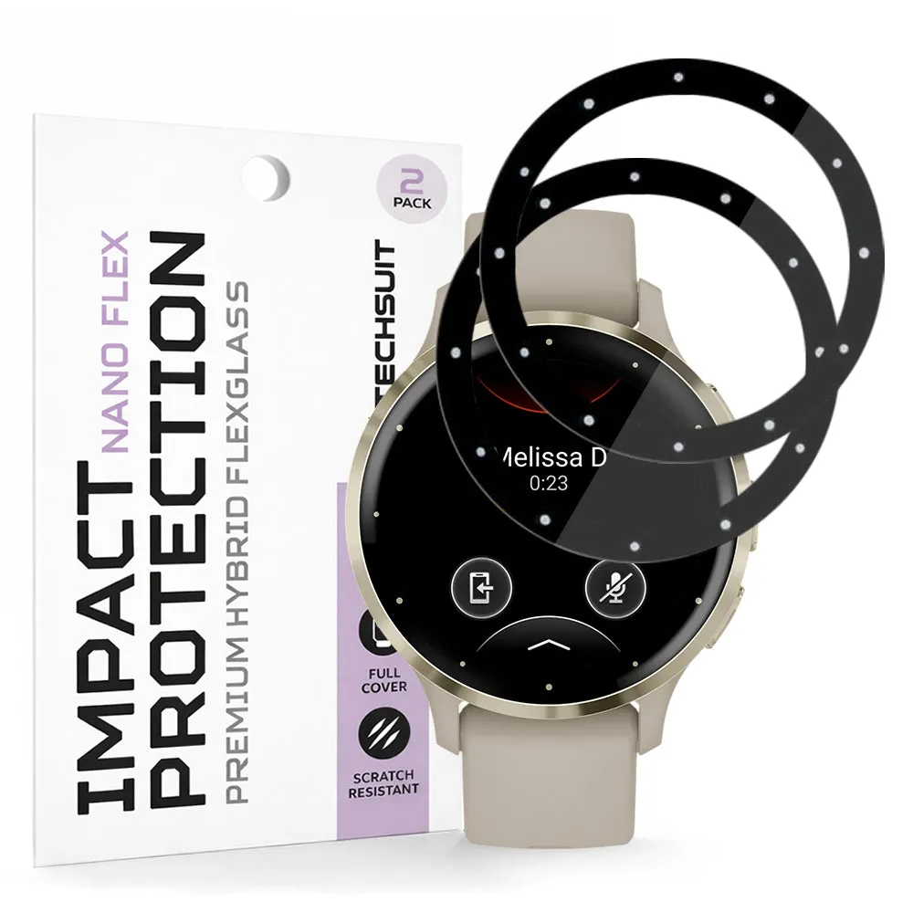 Pellicola Protettiva Techsuit Nano Flex per Garmin Venu 3S, Set 2 pezzi, Plastica, Nera - immagine 1