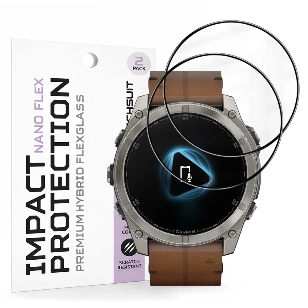 Pellicola Protettiva Techsuit Nano Flex per Garmin Fenix 8 Pro 51mm / 8 51mm, Set 2 pezzi, Plastica, Nera - immagine 1