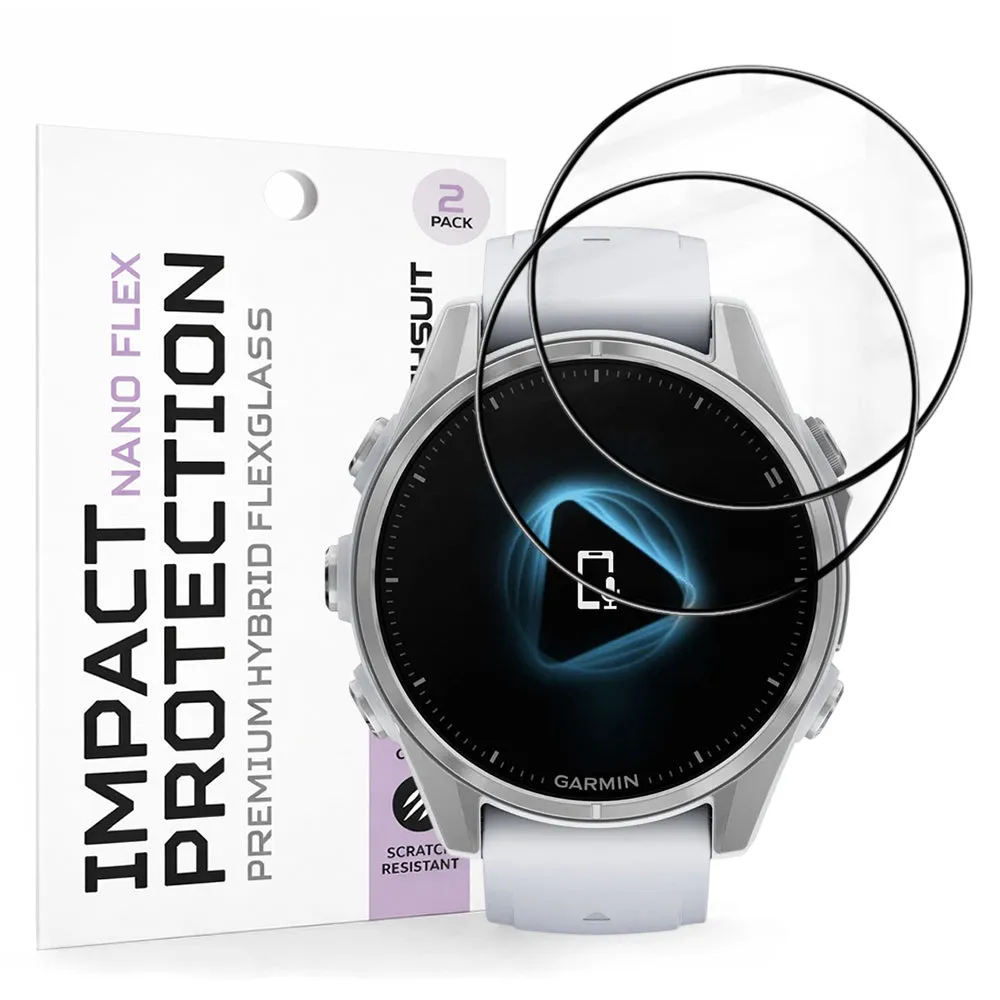 Pellicola Protettiva Techsuit Nano Flex per Garmin Fenix 8 43mm, Set 2 pezzi, Plastica, Nera - immagine 1