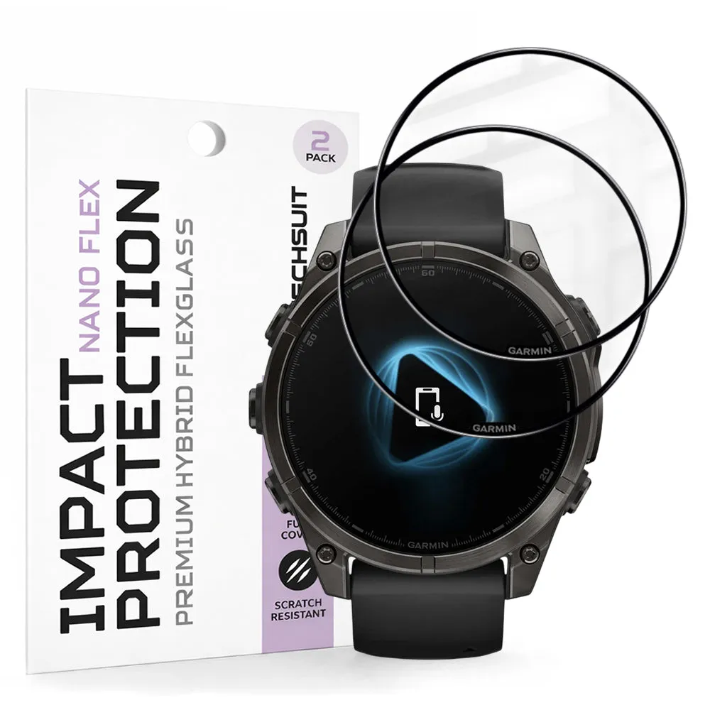 Pellicola Protettiva Techsuit Nano Flex per Garmin Fenix 8 Pro 47mm / 8 47mm, Set 2 pezzi, Plastica, Nera - immagine 1