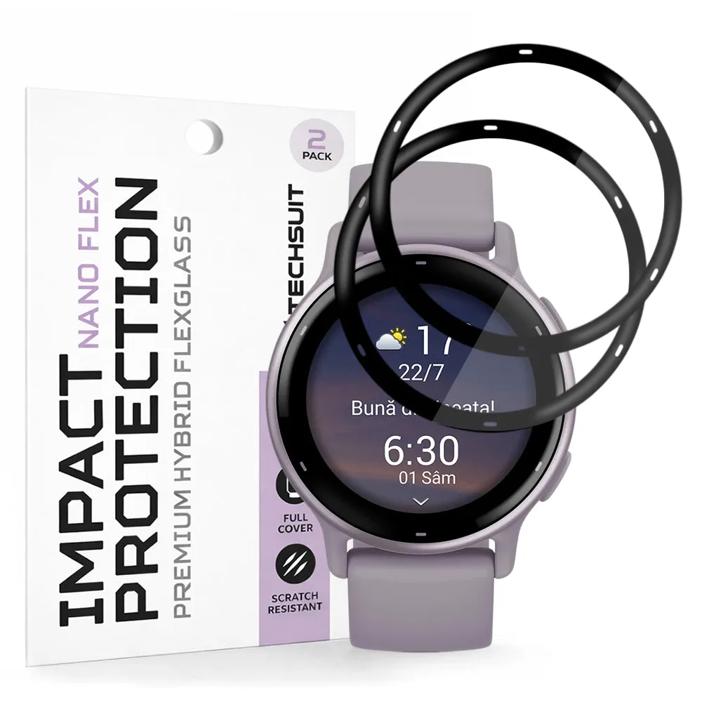 Pellicola Protettiva Techsuit Nano Flex per Garmin Vivoactive 5, Set 2 pezzi, Plastica, Nera - immagine 1