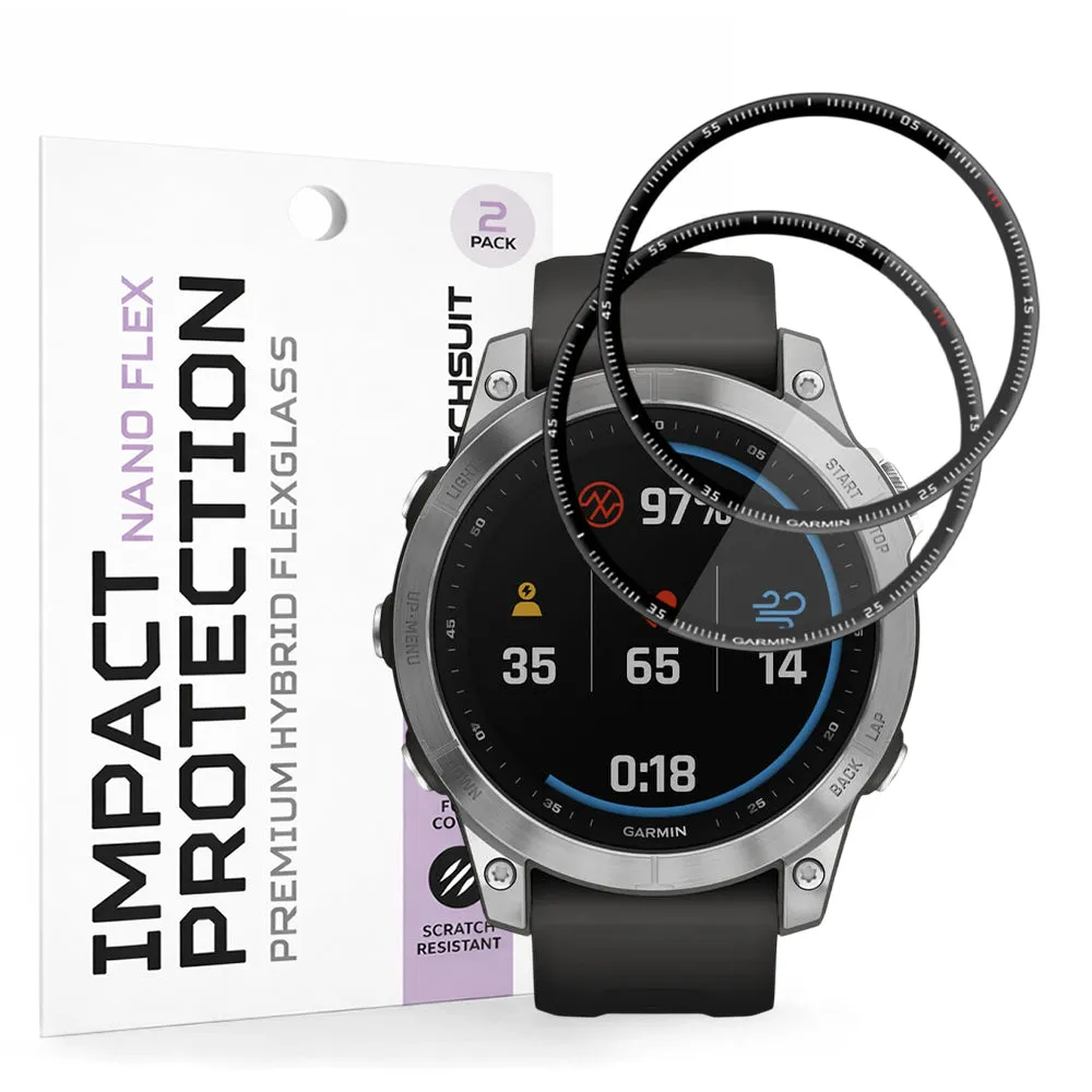 Pellicola Protettiva Techsuit Nano Flex per Garmin Fenix 7, Set 2 pezzi, Plastica, Nera - immagine 1