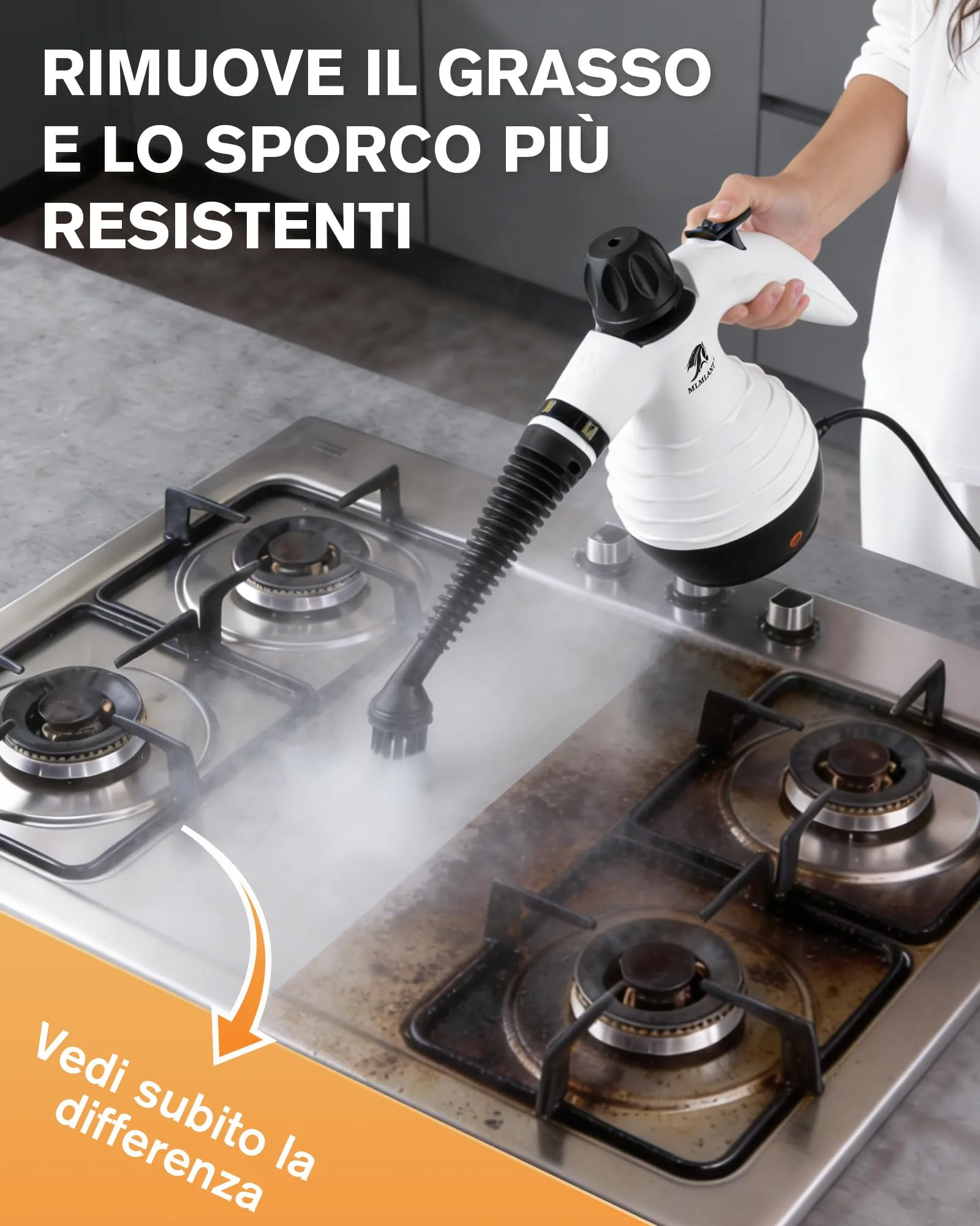 MLMLANT Pulitrice a Vapore Portatile, Steam Cleaner con 10 Accessori - immagine 6