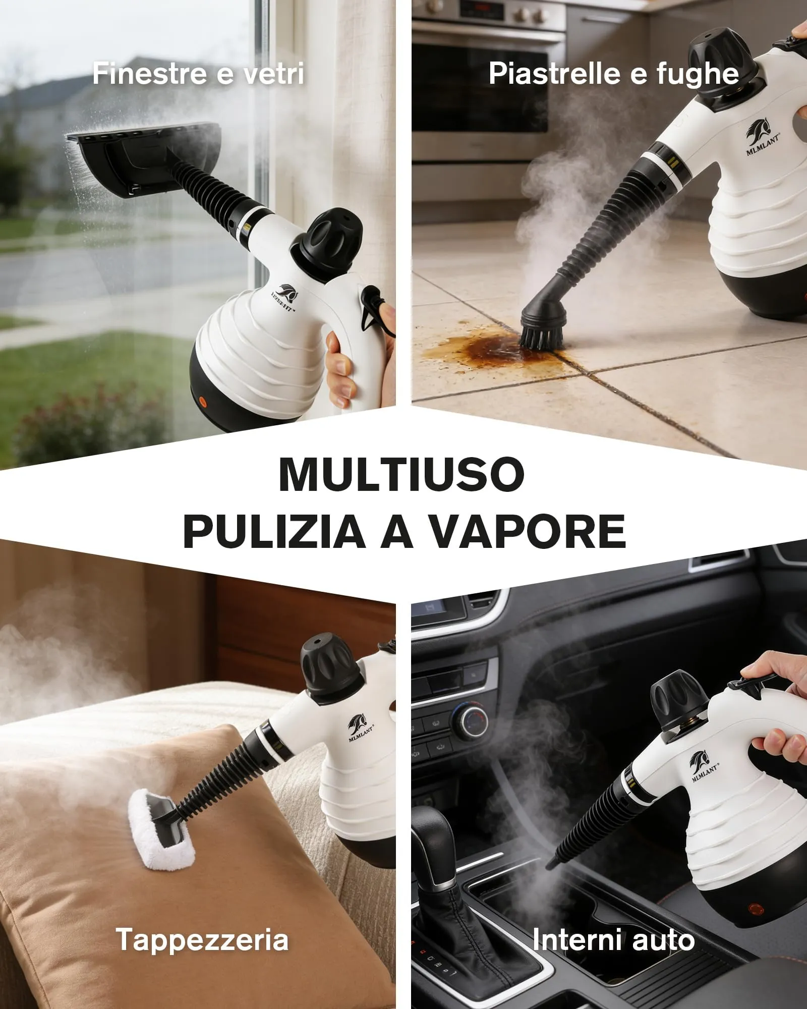 MLMLANT Pulitrice a Vapore Portatile, Steam Cleaner con 10 Accessori - immagine 7