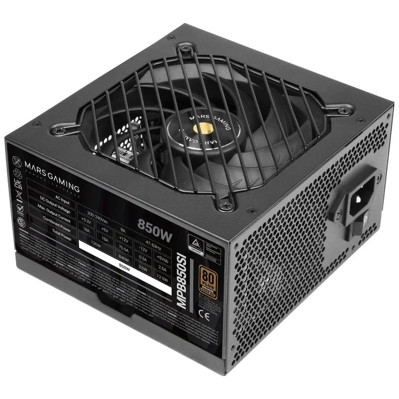 Mars Gaming Mpb850si Alimentatore Atx 850w 7 anni di garanzia 80plus Bronze 90% Nero - immagine 1
